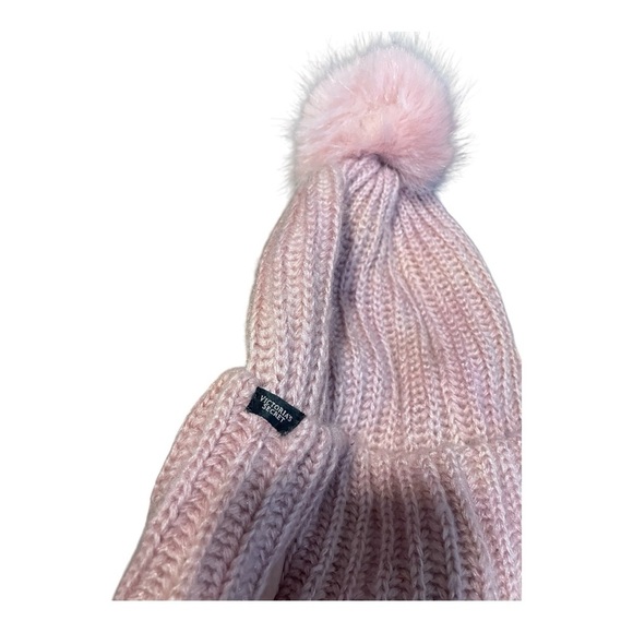 Victoria's Secret Pink Knit Hat with Pom Pom Winter Apparel - Picture 3 of 5
